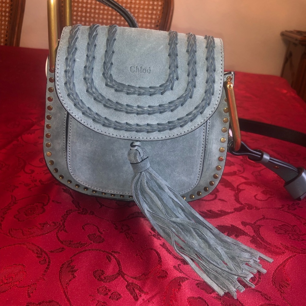 Chloé suede crossbody “cloudy blue” color bag.  Port Epaule    **NEW WITH TAGS**
